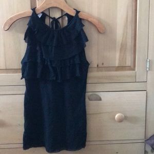 Gauzy Sweet Pea ruffle tank blouse w tie back